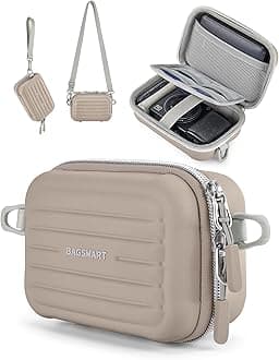 Digital Camera Case, Protective & Waterproof Small Camera Case with Shoulder Strap, Lightweight Camera Sling Bag for Canon PowerShot ELPH 180/190 / Sony DSCW800/DSCW830 - Brown