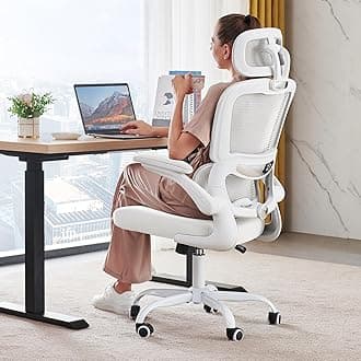 Office Chair Ergonomic Desk Chair, 330 LBS Home Mesh Office Desk Chairs with Wheels, Comfortable Gaming Chair, High Back Office Chair for Long Hours (White)