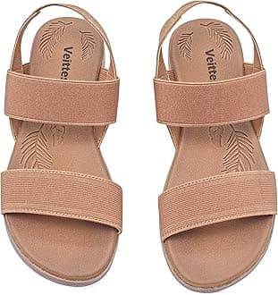 Veittes Women's Flat Slide Sandals-Adjustable Double Elastic Bands,Crossover Straps,Fashion Casual Summer Flat Sandals.