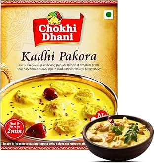 - Chokhi Dhani Kadhi Pakora 300g | Ready to Eat Indian Curry Meal | Authentic Gram Flour Dumplings in Yogurt Gravy | Just Heat & Eat | Microwavable Vegetarian Pack | Pack of 1