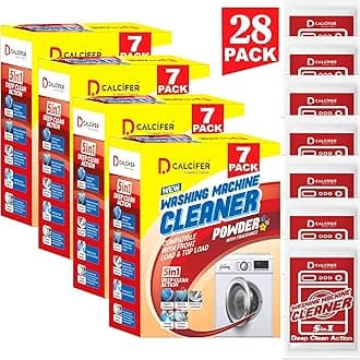 Dcalcifer Washing Machine Cleaner Descaler Powder Descaling Appliance Quick Drum Descale Deep Cleaning for Semi and Fully Automatic Front and Top Load Tub Clean 28 Pouches 350g Pack of 4 | 1400gms