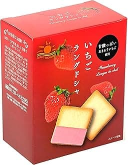 Nikko Shokuhin Langue de Chat Japanese Biscuit Snacks (5 Pieces) 45g (Pack of 1, Strawberry)
