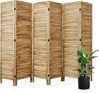 Room Dividers and Folding Privacy Screens, Wood Louvered Separators Divider Wall for Home Office Bedroom - 6 Panels, 67 * 90inch (Wood)