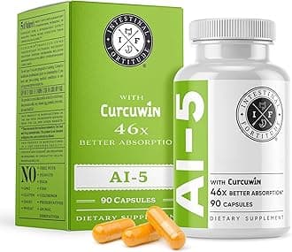Intestinal Fortitude AI-5 - Digestive Herbal Capsule Supplement w/CurcuWIN, Turmeric, Curcumin, Boswellia Serrata, Ginger Root & EGCG Green Tea for Gut & Digestive Health Support, Non-GMO, Dairy Free