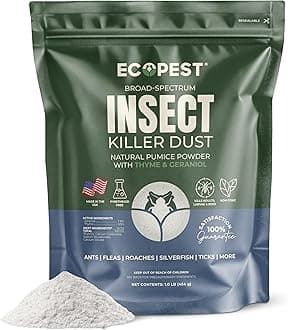 Crawling Insect Killer Dust, 1 lb. | Natural Repellent and Killer for Silverfish, Roaches, Ants, Ticks, and Fleas | Home Pest Powder for Indoor and Outdoor Perimeter | Low Odor and Non-Staining