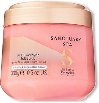 Sanctuary Spa Lily and Rose Salt Body Scrub, Exfoliating Pink Himalayan Salt with Vitamin E and Almond Oil, Vegan and Cruelty Free, 300g