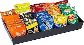 Mind Reader Anchor Collection, Snack Organizer Tray, 5 Compartments, 30 Bag Capacity, Breakroom, 24" L x 12" W x 3.25" H, Black