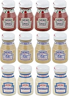 Heinz Glass Condiment Miniatures (Ketchup, Mustard, Mayonnaise), 4 Bottles Each (Pack of 12)