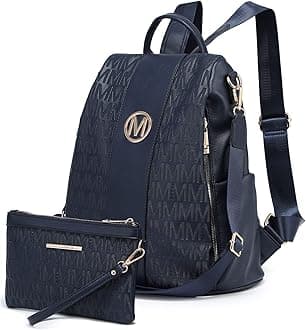 Women Fashion Backpack Purse Multi Pockets Anti-Theft Rucksack Travel Shoulder Bag Handbag Set 2pcs