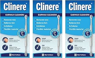 Clinere Ear Cleaners, Gentle Canal Cleaning and Ear Wax Removal Tool, Itch Relief, Exfoliates, 30 Count