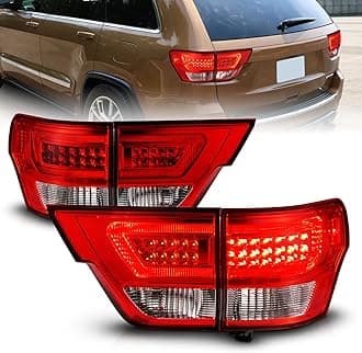 AmeriLite for 2011-2013 Jeep Grand Cherokee WK2 LED Tube Red Replacement Tail Lights Assembly Set - Passenger and Driver Side