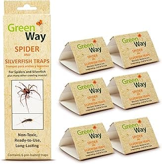 Greenway Silverfish and Spider Traps, Non-Toxic Indoor with High-Strength Glue for Safe, Effective Home Protection, 1 Pack (Includes 6 Traps)