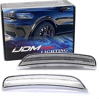 iJDMTOY Semi-Clear Lens 36-SMD White Full LED Front Bumper Side Marker Light Kit Compatible With Dodge 2021-up Durango, Replace OEM Amber Front Sidemarkers