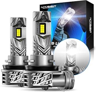 NOVSIGHT H11 Bulbs 48000LM 600% Brightness H8/H9 1:1 Mini Size Fog Light Bulb Set 6500K Cool White, Pack of 2