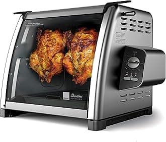 Ronco Showtime Large Capacity Rotisserie & BBQ Oven Modern Edition, Simple Switch Controls, Silicone Door Tie, Perfect Preset Rotation Speed, Self-Basting, Auto Shutoff, Includes Multipurpose Basket