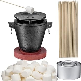 Tiger Chef Smores Kit Marshmallow Roasting Set Includes Hibachi Grill Set, Chafing Fuel Gel Can, 100 Bamboo Skewers, 1 Bag of Free Marshmallows