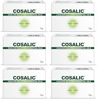 Salve Cosalic Soap with Coal Tar Solution & Essential Oils - 75g (Pack of 6) | Cleansing Bar for Dry, Rough & Flaky Skin