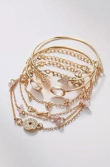 Latest Stylish Multilayer Gold Plated Bangle Bracelet for Women and Girls
