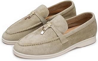 Suede Loafers for Women, Tassel Womens Flats Moccasin Slippers Walking Slip on Shoes Soft Sole Comfortable Spring Summer Mocasines para Mujer Genuine Leather