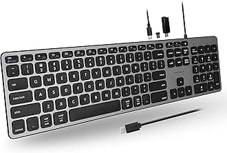 UCZKEYHUBACSG, Extended USB-C Keyboard, with 2 USB-A & 1 USB-C ports and US QWERTY key cap layout, Space Grey