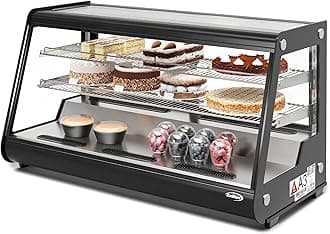 KoolMore 48 in. Refrigerated Bakery Display Case with Clear Glass Front, Sliding Rear Doors, LED Lighting, Adjustable Temperature, and Dual Shelving for Baked Goods in Black, 7 cu. ft. (CDC-7C-BK)