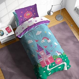 Sunny Side Up Magic Castle Twin Comforter Set - 5 Piece Kids Bedding Includes Comforter, Sheets & Pillow Cover - Super Soft Microfiber Bed Set