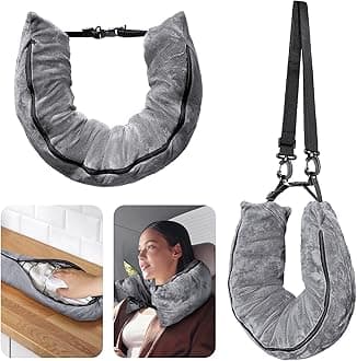 Stuffable Travel Pillow for Extra Luggage, Velvet Travel Neck Pillow Storage Bag with Adjustable Neck Size, Fits About 6 T-Shirts Travel Essentials Multifunctional Sleeping Rest Cushion