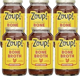 Spicy Chicken Bone Broth by Zoup! Keto-Friendly, Non-GMO, Paleo-Friendly Clear Spicy Chicken Bone Broth - Great for Stock, Bouillon, Soup Base or in Gravy - 6-Pack (32 oz)