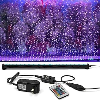 Submersible Aquarium Light:Fish Tank Light with Air Bubble Hole-RGB Color Changing Brightness Adjustable IP68 Waterproof Remote Control LED Light for Aquarium Fish Tank 12 inch