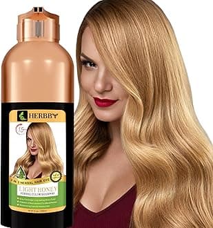 HERBBY Hair Color Shampoo for Gray Hair Coverage&Color Transform with 9 Herbal Extracts –Long Lasting(6-8 Weeks),Shiny,Evenly Colored,Instant Hair Dye Shampoo&Conditioner, 500 Ml (LIGHT HONEY COLOR)