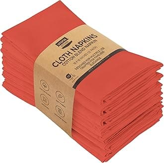 Utopia Kitchen Coral Cloth Napkins [12 Pack, 18x18 Inch] Absorbent Cotton Blend Washable and Reusable for Dinner, Restaurant, Lunch, Wedding and Hotel