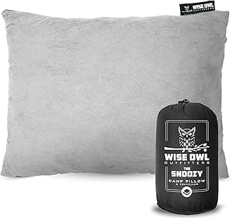 Wise Owl Outfitters Camping Pillow - Compact, Compressible Memory Foam Backpacking, Hammock, and Travel Pillows for Kids and Adults - Essential Outdoor & Camping Gear, Small (Grey)