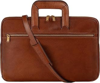 Slim Leather Briefcase - Italian Handmade Leather Computer Bag - Briefcase for Men and Women - Laptop Bag