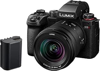 Panasonic LUMIX DC-S5 II Full Frame Mirrorless Camera with 20-60mm F3.5-5.6 Lens, 4K 60P and 6k 30P Unlimited Video Recording, Flip Screen, Wi-Fi, Active IS, with extra DMW-BLK22 Battery, Black