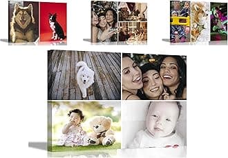 4 Photos on Custom Canvas Prints Personalised Wall Art Hanging Decor for Home Office Baby, Wedding, Selfie Photos 30 x 20cm (12 x 8 inches) A4