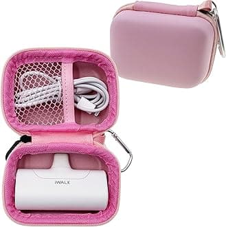 Carrying Case for iWALK Portable Charger 4500mAh Ultra-Compact Power Bank Battery Pack, Protective Travel Holder Compatible with Charmast Small Portable Charger 5000mAh (Case Only) (Pink)