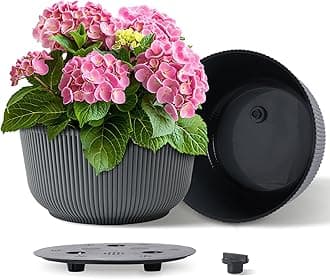 12 Inch Self Watering Pots for Indoor Plants, 2 Pack Large Plant Pots, Self Watering Planter for Indoor Plants, Durable Plastic Pots (2 Pack,12", Gray)