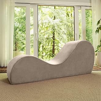 Sleek Chaise Lounge for Yoga-Made in The USA-for Stretching, Relaxation, Exercise & More, 60D x 18W x 26H Inch, Beige