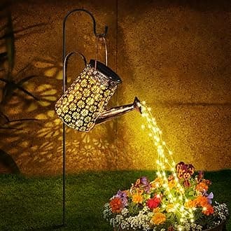 MEDE Watering Can Solar Lights Outdoor Garde n,90 LED Garden Ornaments Outdoor Lights Solar Powered Waterproof Large Retro Metal Fairy Lights with Bracket for Patio Yard Decorations Garden Gifts