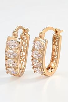 Shining Diva Fashion 18k Rose Gold Plated Latest Fancy Stylish Copper Zircon Bali Earrings for Women and Girls