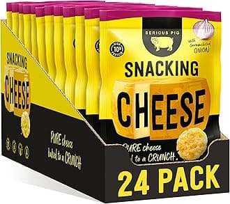 Serious Pig Snacking Cheese Caramelised Onion Flavour - Pure Cheese Crisps High Protein Low Carb (24 x 24g)