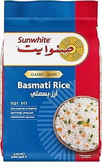 Sunwhite indian Basmati Rice 1121 -Premium Quality Extra long grain-best for Pulao,Biryani,Fried rice ,5kg pack