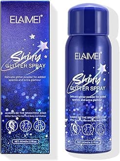 Shiny Body Glitter Spray, Temporary Shimmery Spray for Skin Face Hair Clothing, Quick-Drying Long-Lasting Silver Highlight Powder for Women Festival Rave Stage Makeup Prom (2.11oz/60ml)