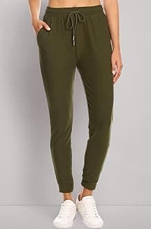 LA12ST Women's Juniors Soft Olive Jogger Pants Drawstring Pockets