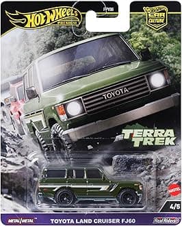 Premium Car Culture Collectible Toy Car, 1:64 Scale Die-Cast Toyota Landcruiser FJ60, Terra Trek Vehicle with Real Riders Tires