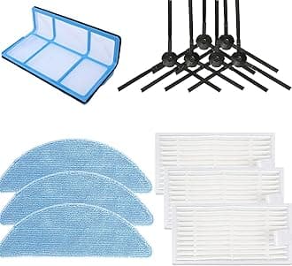 Replacement Parts for ILIFE V3 V3s V5 V5s Pro V50 V55 Robotic Vacuum Cleaner Accessories Kit, 1 Primary Filter & 3Pairs Side Brushes & 3 Filters & 3 Mop Pad