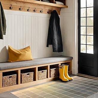 Modern Rug for Mudroom Entryway, 3x5 Gray & Beige Neutral Retro Eclectic Minimalist Contemporary, Washable Textured Area Rugs Non Slip Low Pile for Large Kitchen Laundry Room