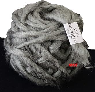 Knitting Yarn Thick Chunky Roving Jumbo Wool, Grey 100 gm Best Used with Knitting Needles, Crochet Needles Roving Jumbo Wool Yarn for Knitting. by M.G Enterprise