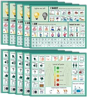 10Pcs Nonverbal Communication Board Waterproof Aphasia Patient Communication Tools Durable Non Verbal Communication Device Cards for Nonverbal Adults, Kids