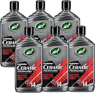 Hybrid Solutions Ceramic Car Polish and Wax, Light Scratch Remover, Durable Paint Protection, Extreme Water Beading, High Gloss Shine, Hand or Machine Polisher Use, 14 oz (Pack of 6)